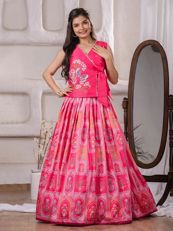 Printed rani cotton silk lehenga choli