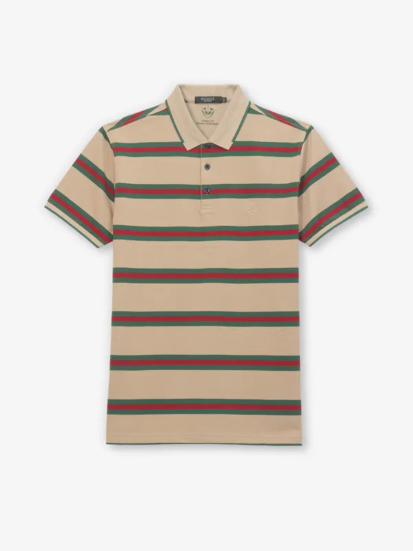 PSOULZ cream stripe cotton t-shirt