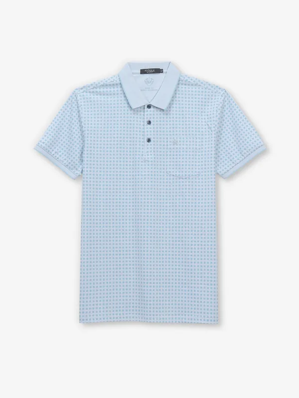 PSOULZ light blue printed cotton t-shirt