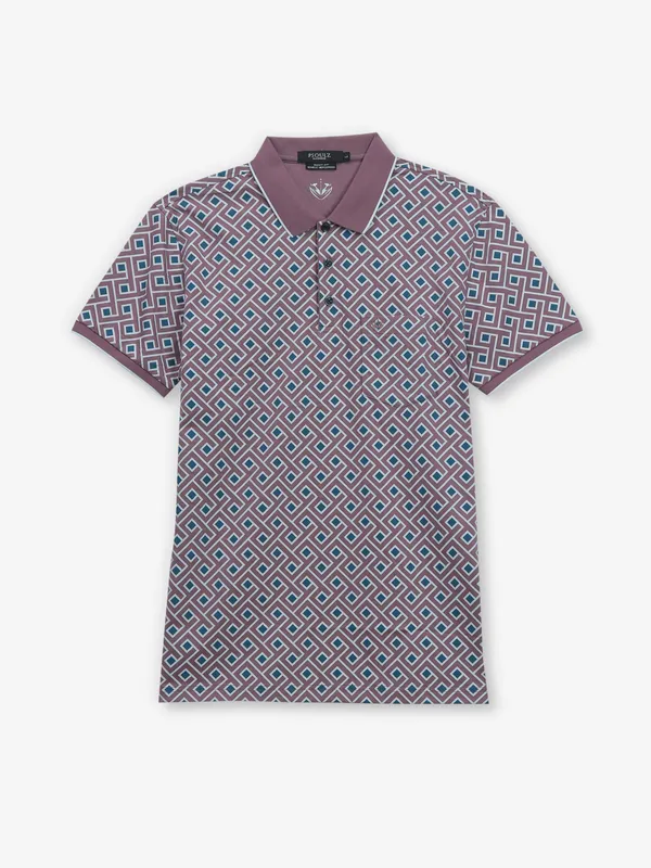 PSOULZ mauve pink cotton printed t-shirt