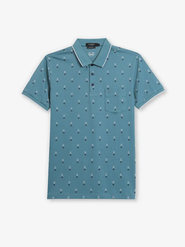 PSOULZ mint blue printed cotton t-shirt