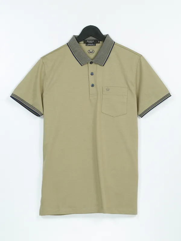 PSOULZ olive cotton plain t shirt