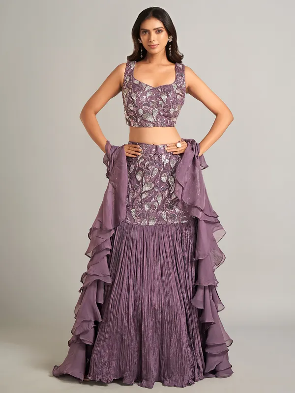 Purple designer lehenga choli for reception