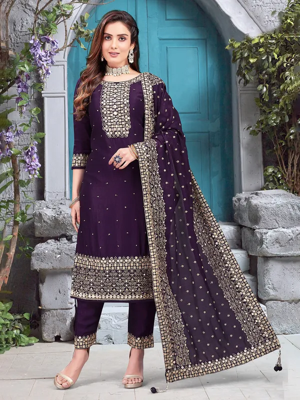 Purple festive special silk salwar suit