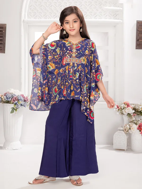 Purple georgette printed palazzo salwar suit