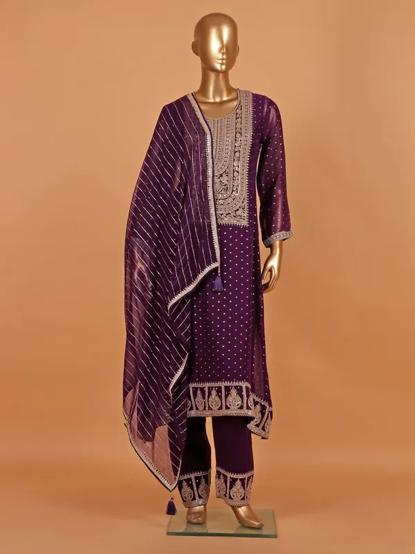 Purple georgette salwar suit for women
