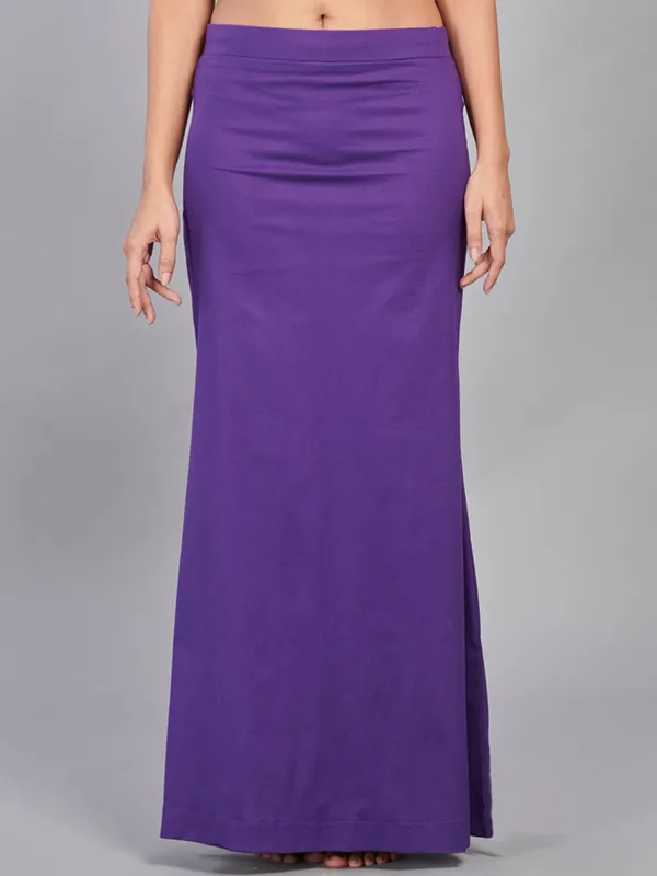 Purple lycra cotton plain saree shaper