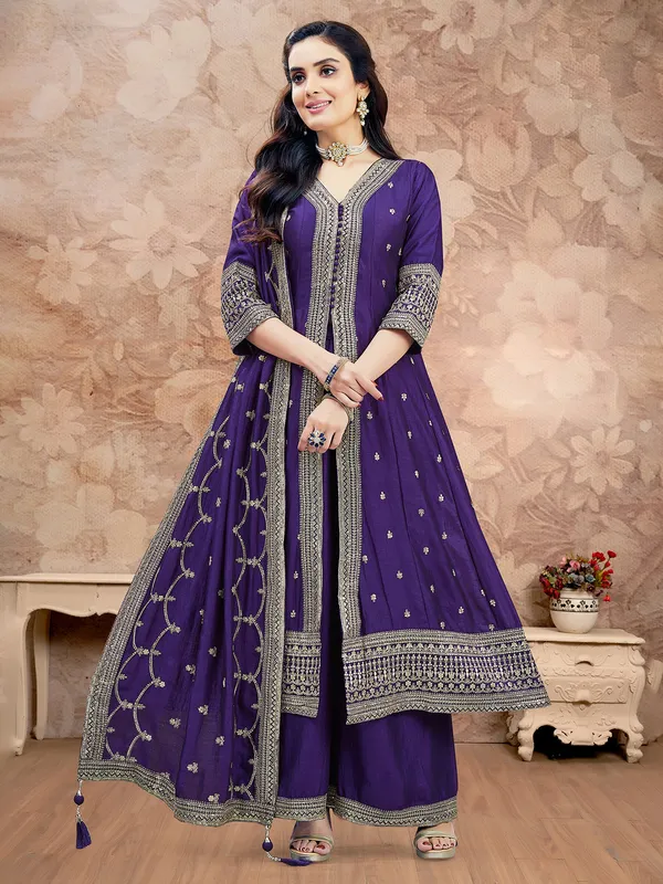 Purple pakistani style palazzo suit