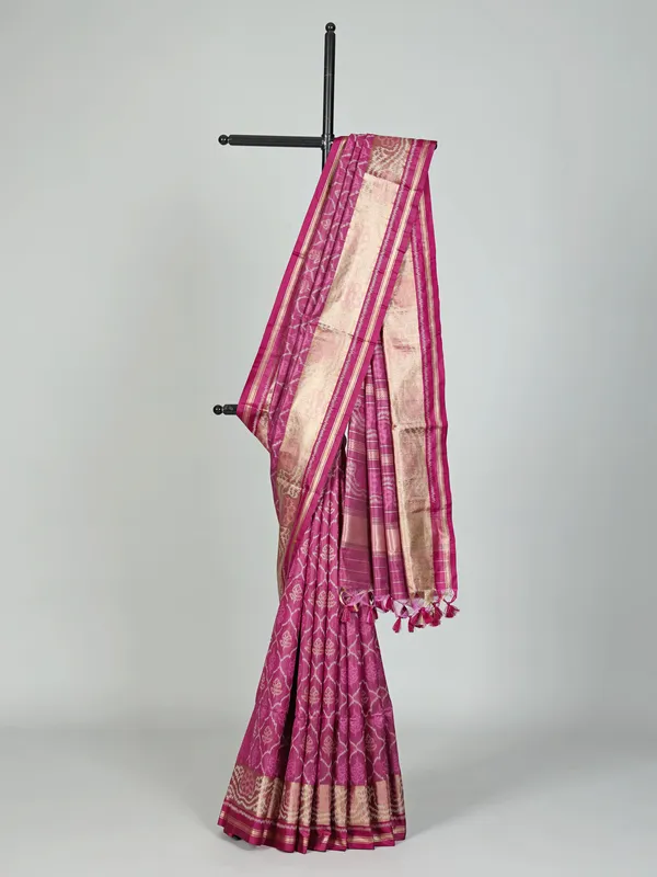Purple semi cotton silk saree for festive