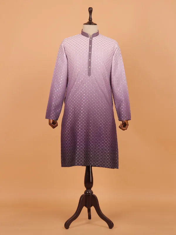 Purple shedded kurta set for festive wear