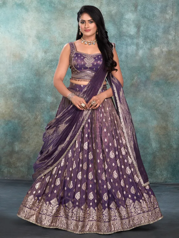 Purple silk lehenga choli for wedding wear