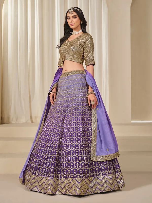 Purple silk lehenga choli in shaded