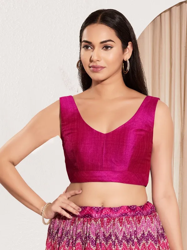 Purple silk ready made blouse for women
