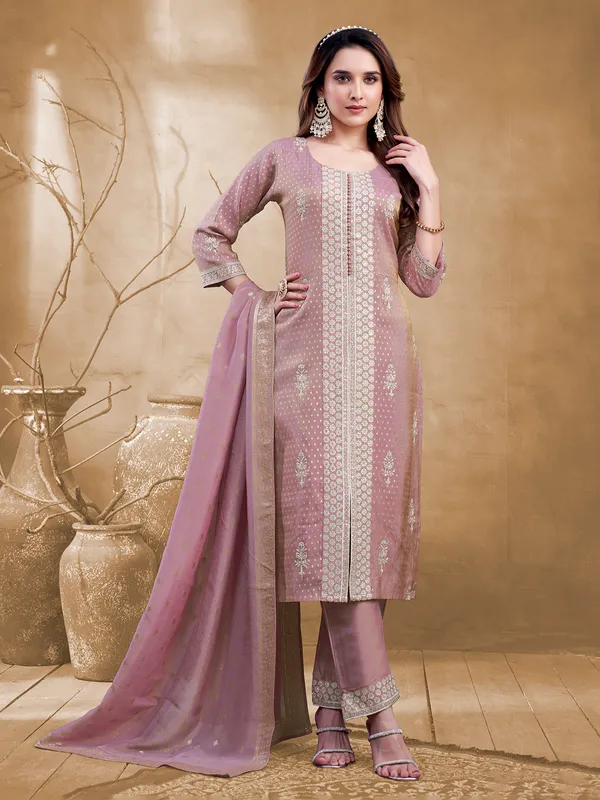 Purple silk salwar suit with sequins elegance