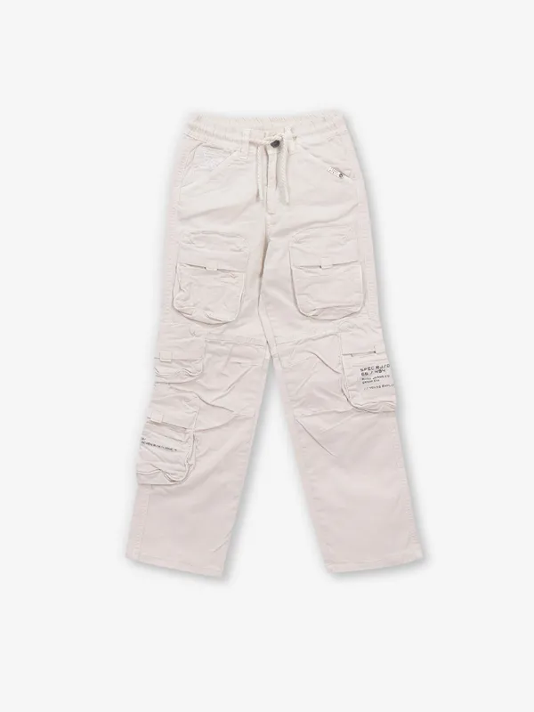 RAGS cream solid cargo jeans