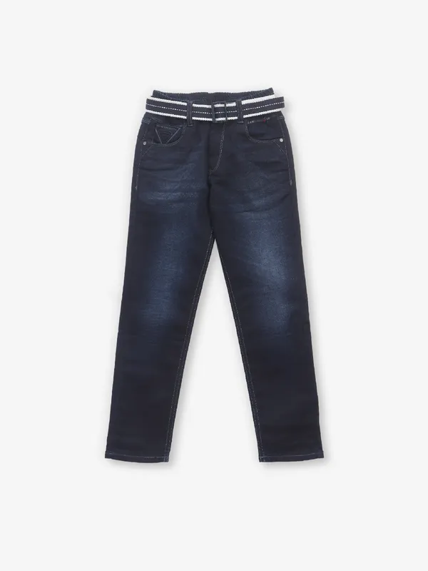 RAGS washed dark blue jeans