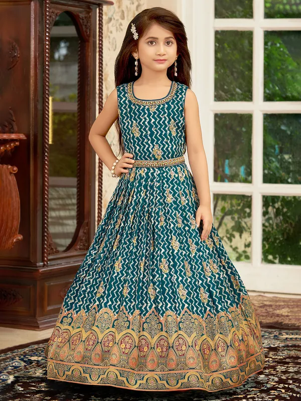 Rama green cotton printed gown