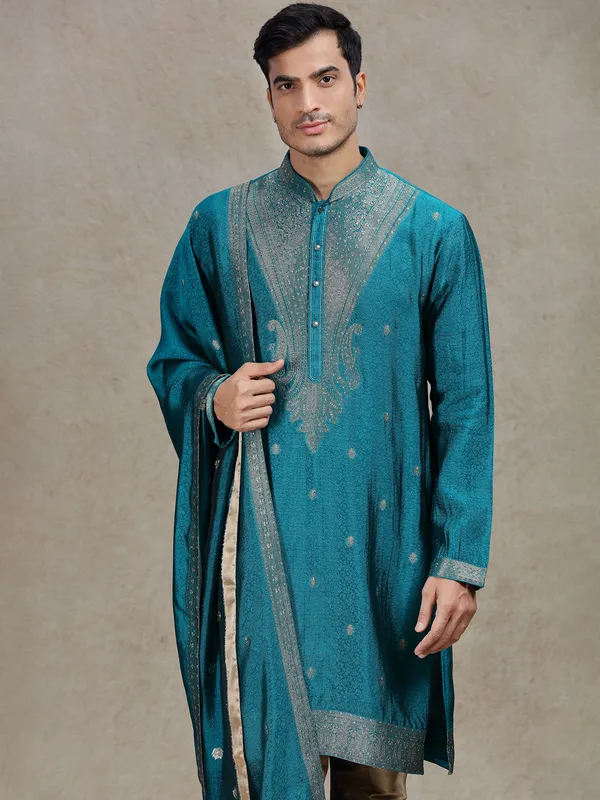 Rama green enchanting elegance mens kurta suit