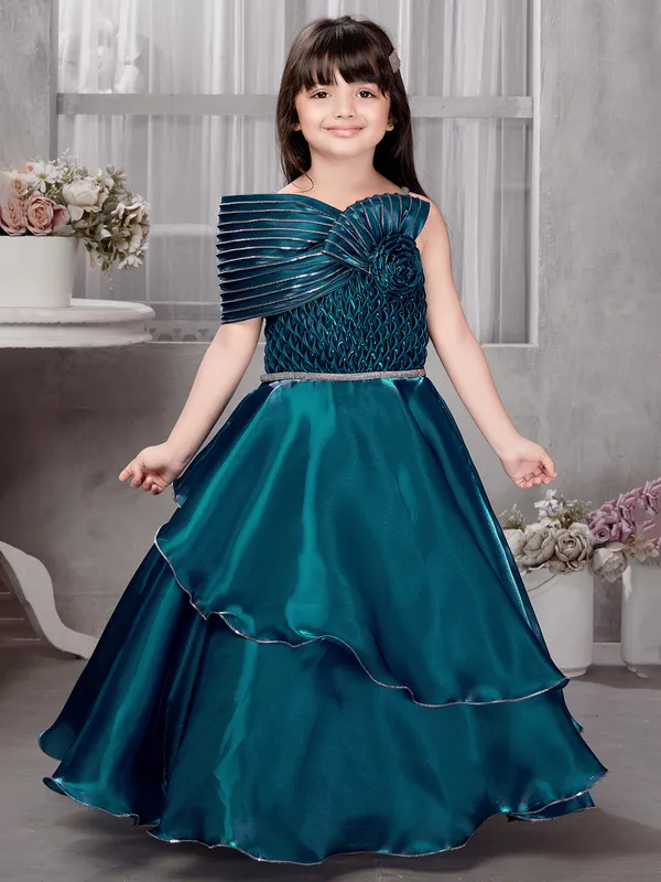 Rama green frock with diamonds for girls
