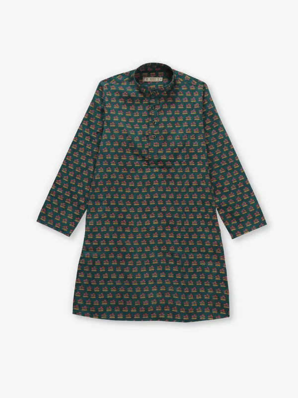 Rama green kurta suit in cotton