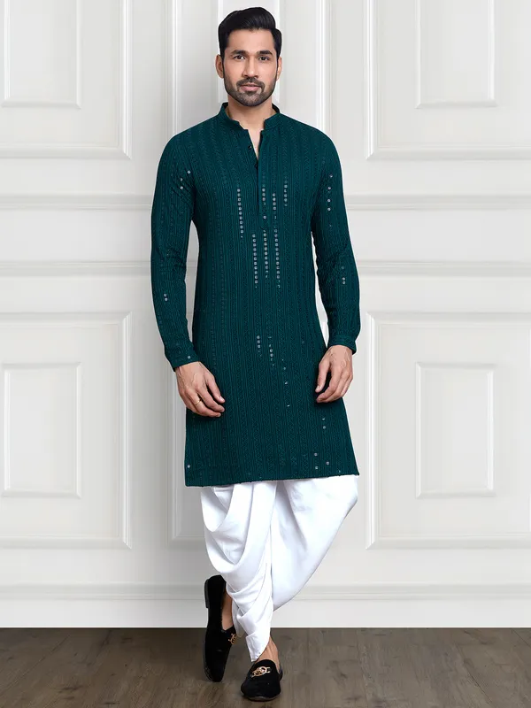 Rama green rayon cotton  Men Kurta pajama