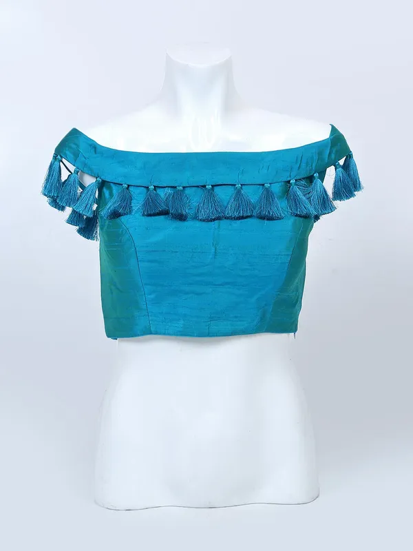 Rama green readymade raw silk blouse