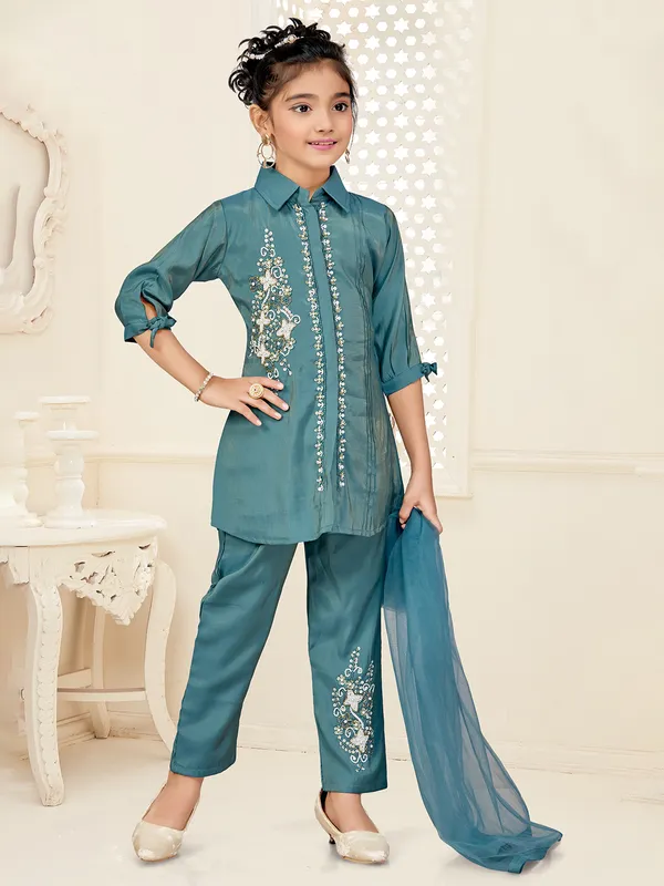 Rama green silk pakistani salwar suit