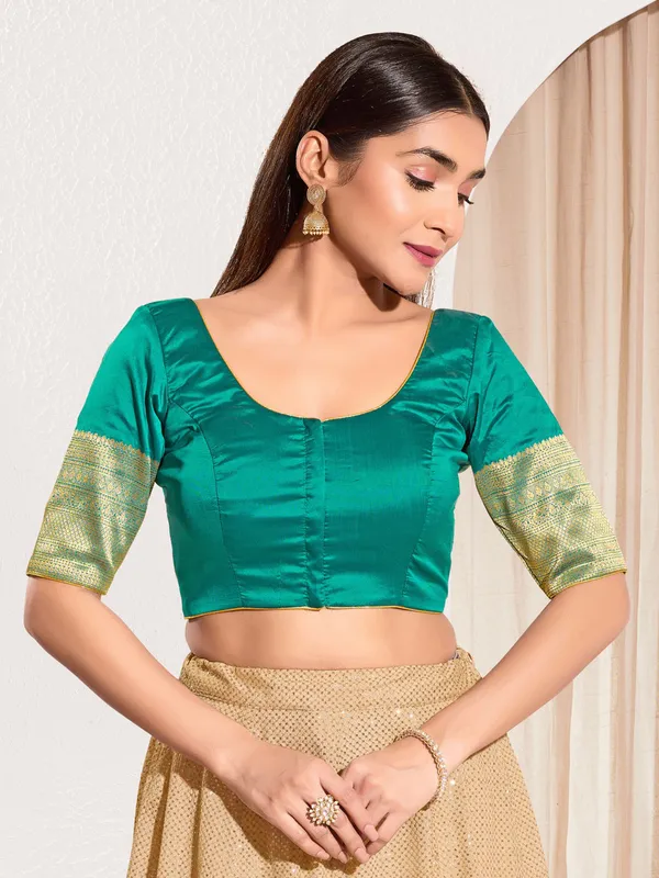 Rama green silk ready made blouse
