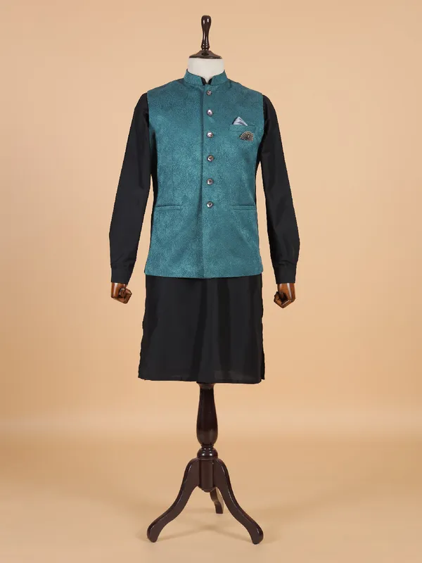 Rama green silk waistcoat set for man