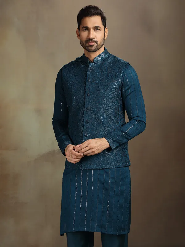 Rama silk thread work waistcoat set