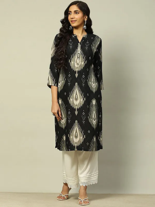 RANGRITI beautiful black printed cotton kurti