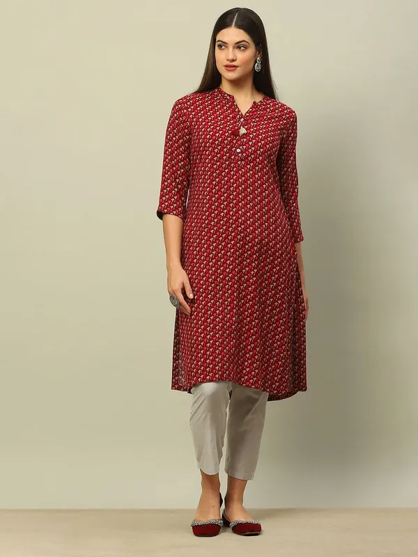 RANGRITI maroon straight kurti