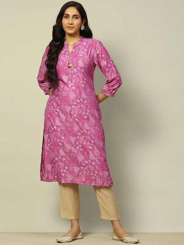 RANGRITI purple straight cotton kurti