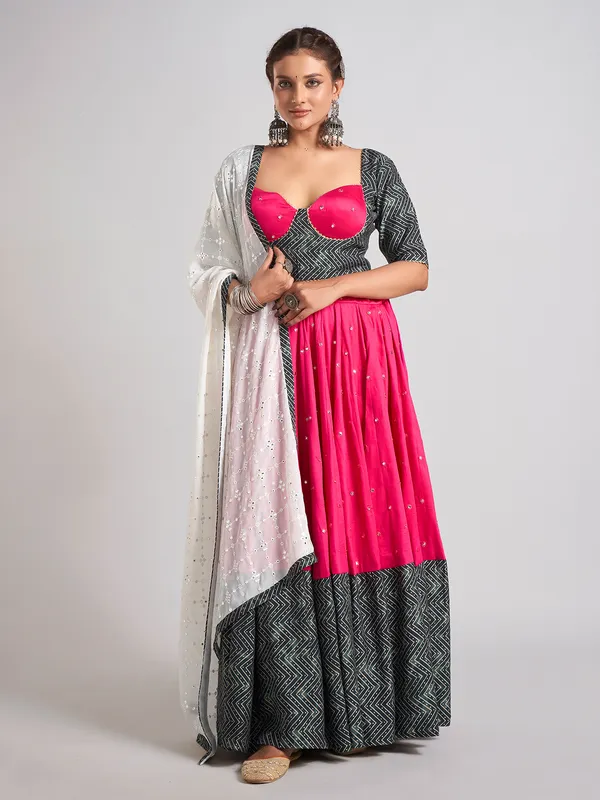 Rani and black silk navratri chaniya choli