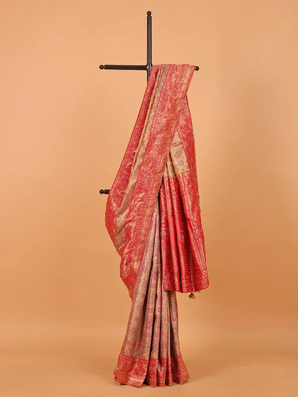 Rani color art kanjivaram silk saree