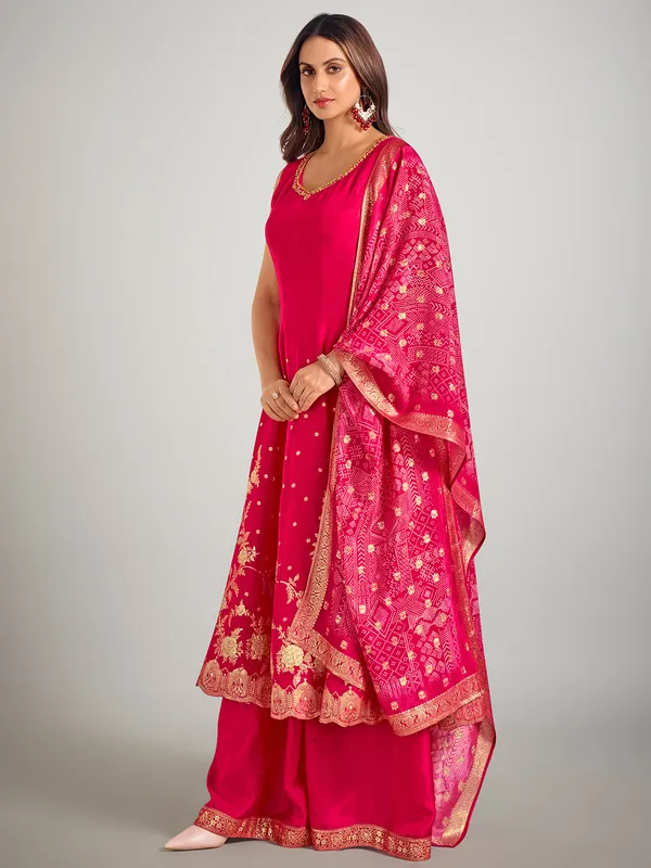 Rani color cotton silk wedding wear palazzo suit
