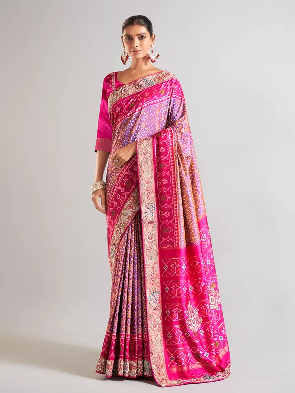 Rani color patola silk saree