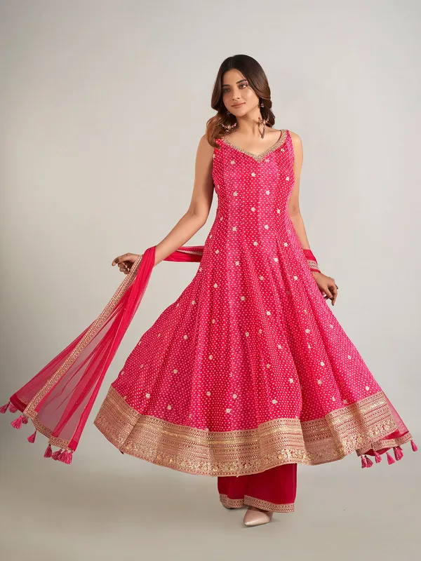 Rani color printed silk palazzo suit