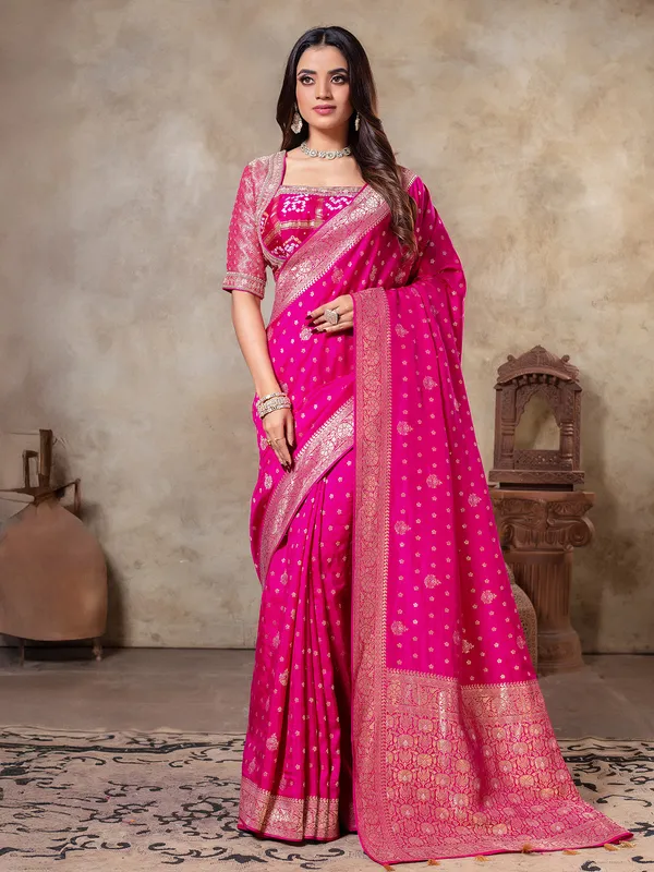 Rani color saree in dola silk for women