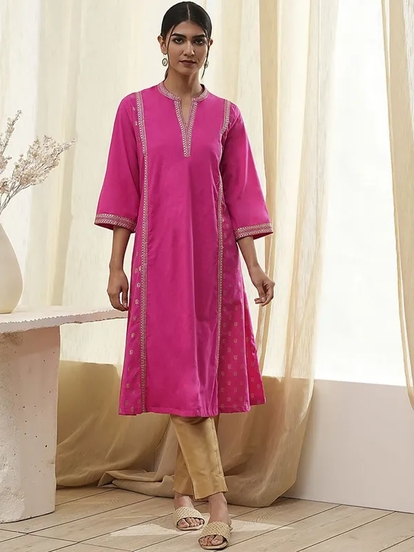 Rani color silk kurti for women