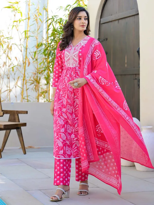 Rani cotton silk kurti set for festival