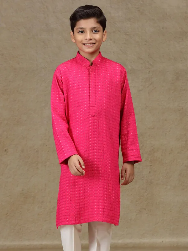 Rani pink cotton silk kurta set