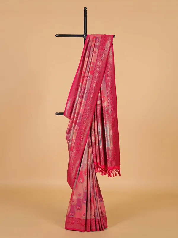 Rani pink silk saree for festive