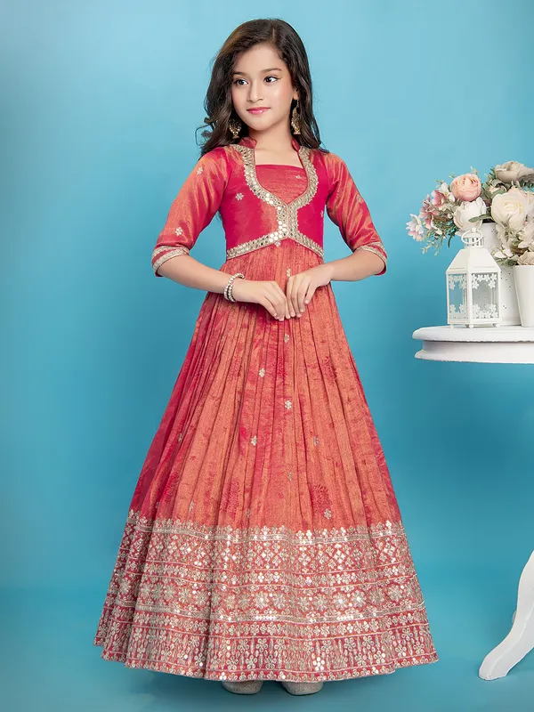 Rani silk anarkali with festive glow