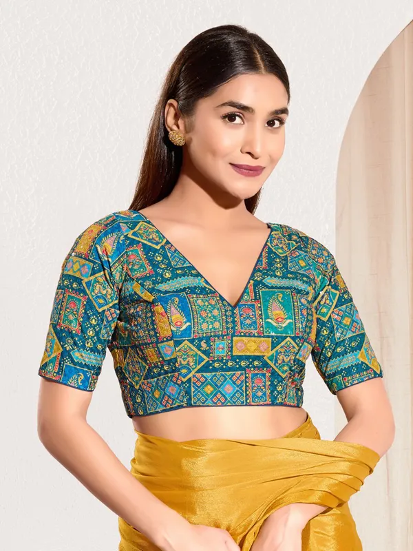 Ready made blue viscose rayon blouse