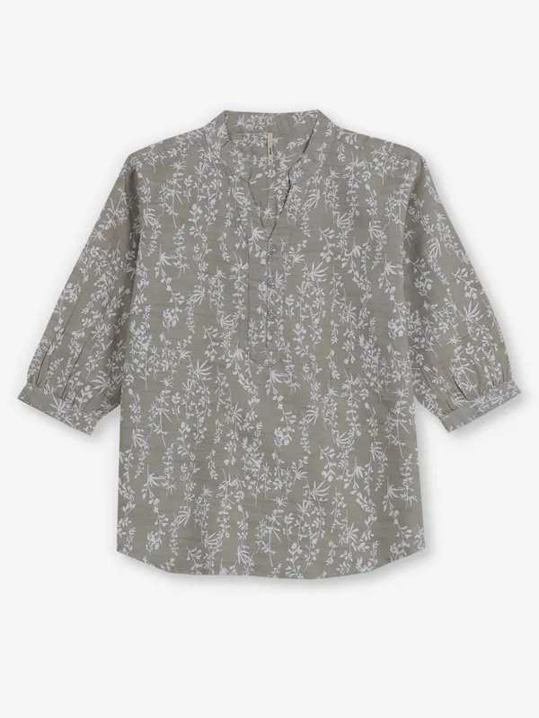 RECAP beige printed cotton top for women
