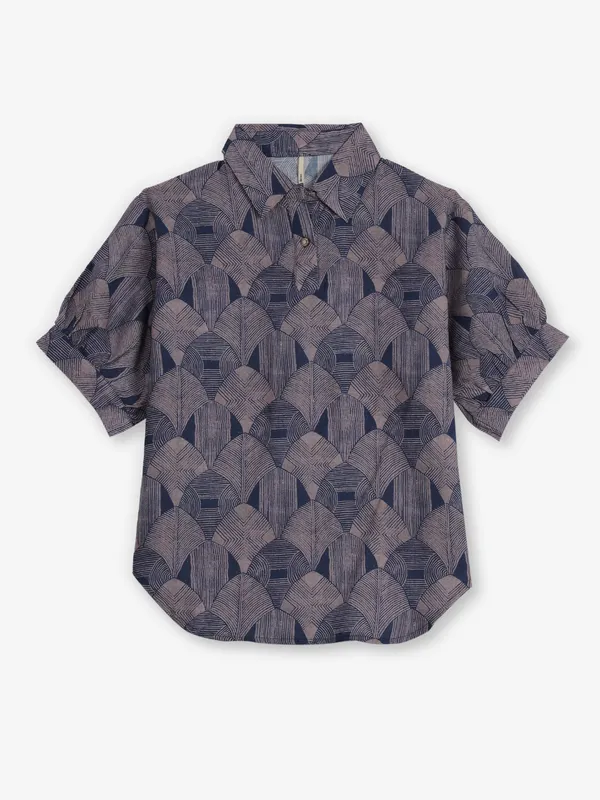 RECAP blue textured silk top for women