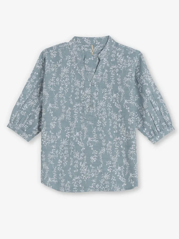 RECAP light blue printed cotton top