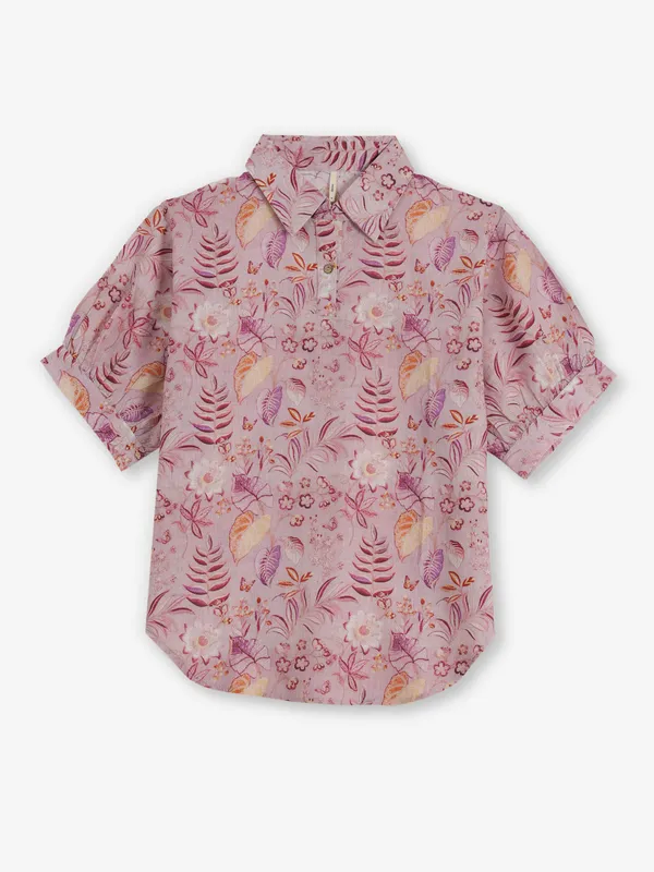RECAP onion pink printed cotton top