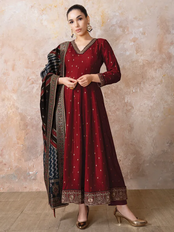 Red designer suit with dupatta